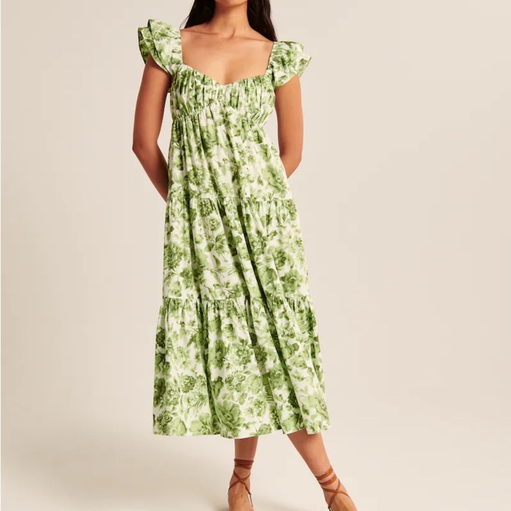 Abercrombie & Fitch Green Floral Midi Dress